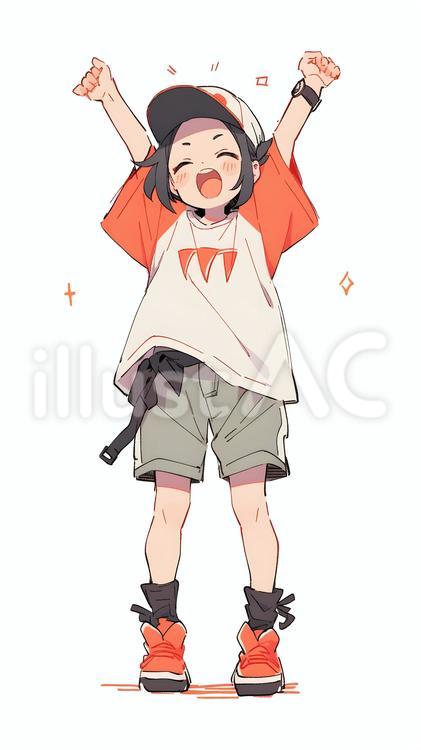 元気なおてんば娘02 元気,女の子,tシャツのイラスト素材