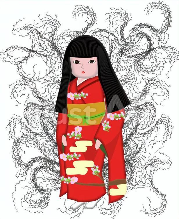 日本人形　人形　和　ホラー　怨念 日本人形,人形,和のイラスト素材