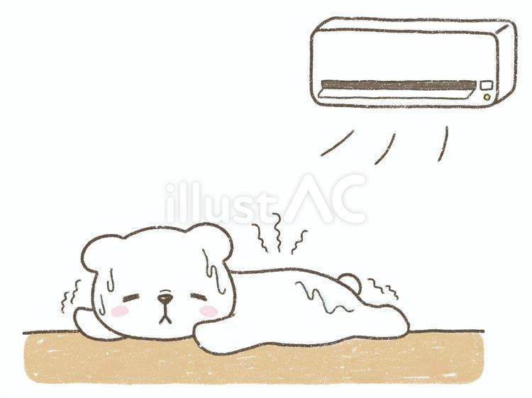 エアコンの下で夏バテしているしろくま  しろくま,動物,夏のイラスト素材