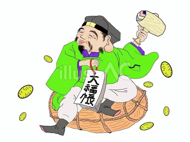 大黒さん 大黒天,七福神,打出の小槌のイラスト素材
