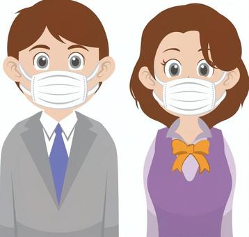 マスクした男女会社員 マスク,会社員,サラリーマン,会社,人間のイラスト素材