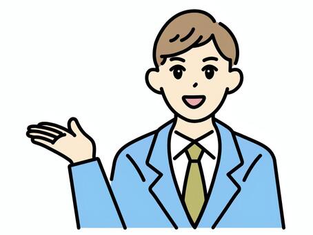 案内_左_若い男性カラー ご案内,ごあんない,こちら,ビジネス,案内,人,スーツ,若い,男性,ヤングのイラスト素材