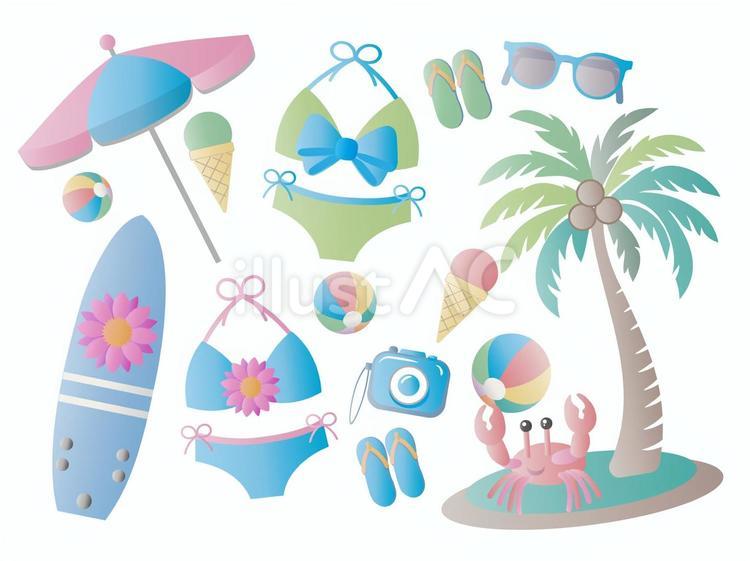 夏■夏素材の背景・サーフボード＆ヤシの木 夏,背景,サーフボードのイラスト素材