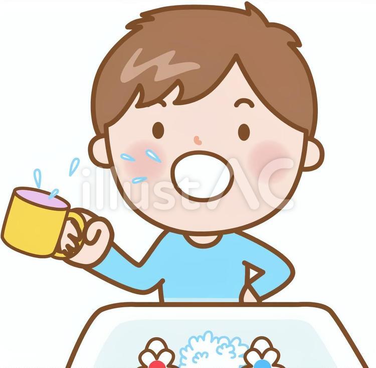 男の子：うがい うがい,男の子,小学生のイラスト素材