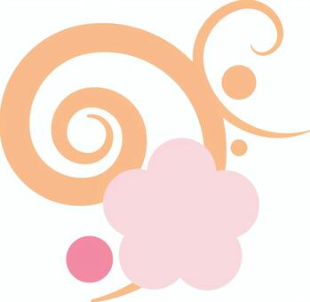 花と蔓のシンプルな飾り・ピンク 花,つる,渦巻,丸,飾り,挿絵,あしらい,ワンポイント,シンプル,単純のイラスト素材