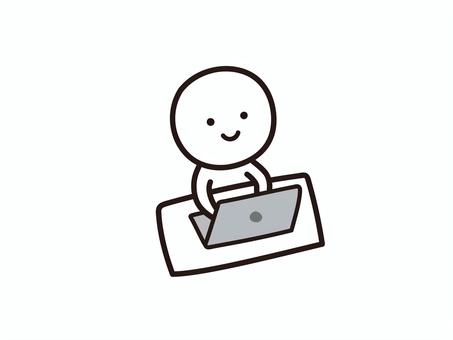 パソコン作業をする棒人間のイラスト