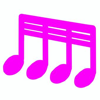 ピンクの手書き32分音符（4連） 32分音符,三十二分音符,音符,4連,おんぷ,楽譜,譜面,音楽,背景透明,pngのイラスト素材