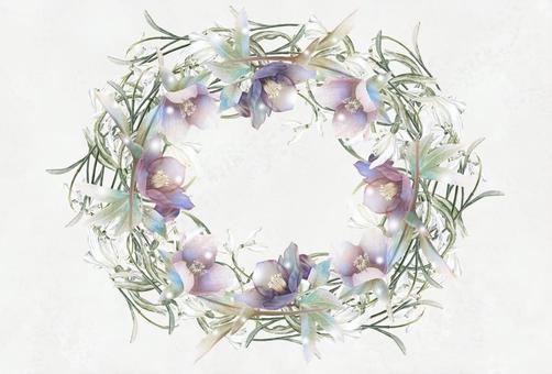 スノードロップとクリスマスローズの花輪