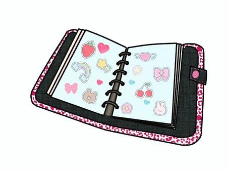 シール帳 シール帳,平成,ワッペン,懐かしい,シール交換,本,ハート,星,ヒョウ柄,ファンシーのイラスト素材