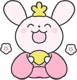 うさぎのお雛様のかわいい笑顔のイラスト お雛様,おひなさま,ひな祭り,うさぎ,かわいい,笑顔,表情,嬉しい,楽しい,幸せのイラスト素材