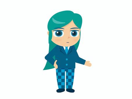 緑の長髪のスーツ姿の青年 経営者,若社長,起業家,資産家,御曹司,財閥,学生,制服,スーツ,男性のイラスト素材