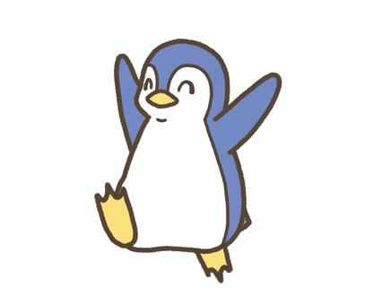 喜ぶペンギン1 ペンギン,動物,ペット,デフォルメ,動物園,アニマル,シンプル,手書き,嬉しい,楽しいのイラスト素材