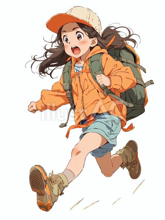 「アンケート」的なものです。 イラスト　オリジナル　原画　男の子　女の子 元気に走る小学生の女の子イラスト - No: 24035560｜無料イラスト