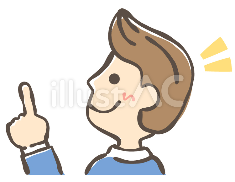 指差しをする手書き風男性_茶色 人物,ビジネス,指差しのイラスト素材
