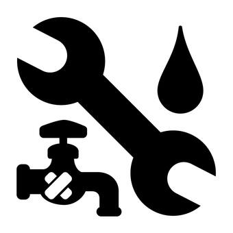 水道メンテナンスのアイコン 水道,修理,メンテナンス,修繕,スパナ,レンチ,水,工具,蛇口,水滴のイラスト素材
