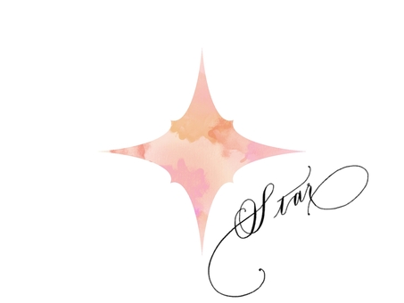 水彩の星（赤） 星,夜,記号,かわいい,おしゃれ,シンプル,水彩,手描き,にじみ,グラデーションのイラスト素材