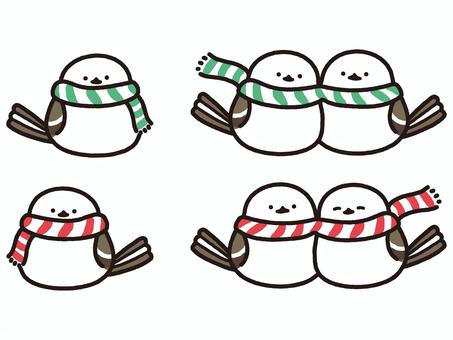 しましまのマフラーをしたシマエナガセット