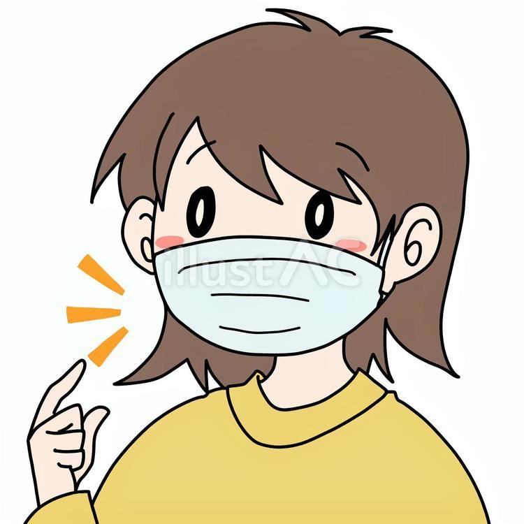 マスクをした女性 マスク,感染症対策,コロナのイラスト素材