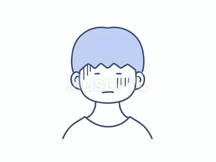 表情が固まる男の子のイラスト 男の子,落ち込む,表情のイラスト素材