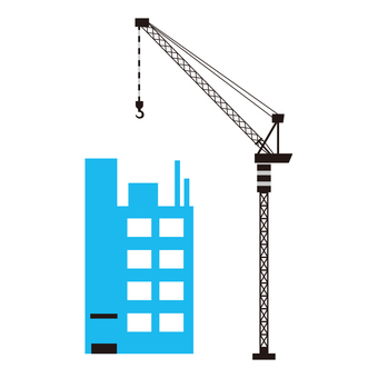 ビル建設中 ビル建設,クレーン,工事,工事現場,重機,建築のイラスト素材