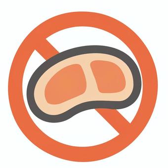 肉不使用マーク　アレルギー 肉,食肉,豚肉,牛肉,不使用,アレルギー,アレルゲン,食品,原材料,表示のイラスト素材