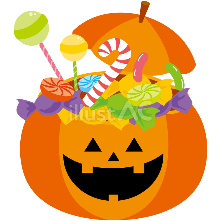 お菓子が詰まったジャックオランタンイラスト - No: 26794194｜無料