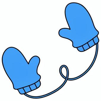 青い手袋ひも付き 青い手袋ひも付き 手袋,防寒,紐,毛糸,子ども用,子ども用手袋,ミトン,リブ,ニット,冬のイラスト素材