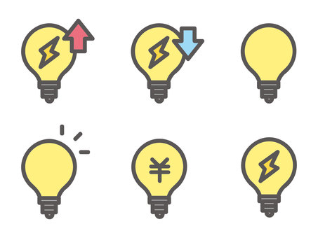 電球アイコンセット 電球アイコンセット 電球,電気,ヒント,リアクション,アイデア,オン,電灯,発見,ひらめき,ソリューションのイラスト素材