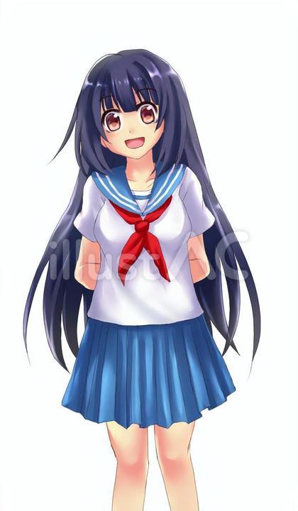 セーラー服の女子高生 74 ペン画 | イラストレーター 藤井美智子
