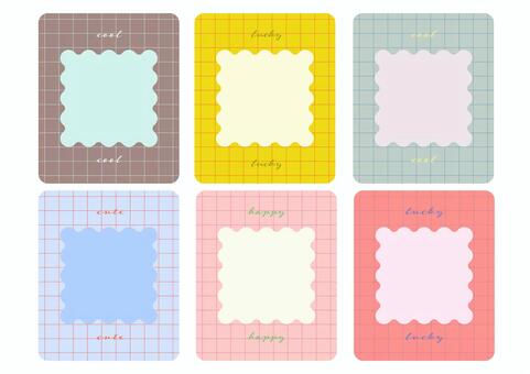 ふにゃふにゃ四角フレーム1 フレーム,ふにゃふにゃ,もこもこ,なみなみ,四角,方眼,カラフル,ポップ,かわいい,おしゃれのイラスト素材