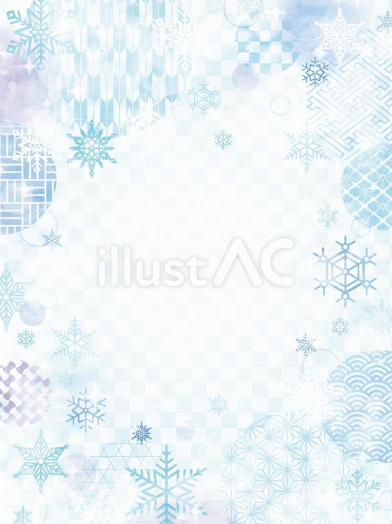 和柄雪の結晶背景縦 文様,和柄,背景のイラスト素材