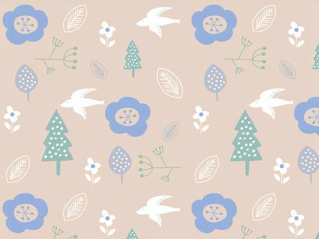 Scandinavian pattern of the forest, scandinavian handle, wood, flower, JPG, PNG and AI