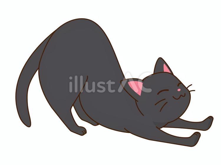 伸びをする黒猫　猫のポーズ 猫,のび,ストレッチのイラスト素材