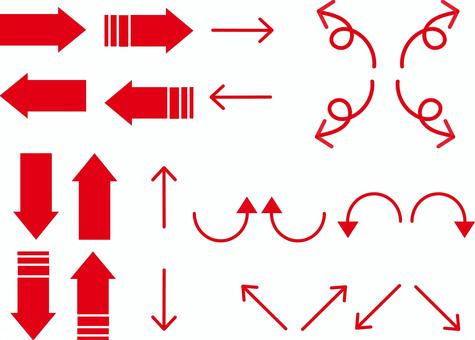 シンプルな赤い矢印セット　背景透過PNG 矢印,シンプル,ベクター,セット,上,下,斜め,右,左,案内のイラスト素材