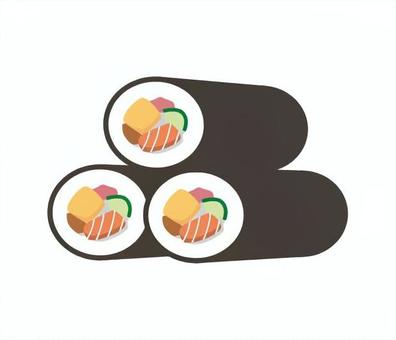 シンプルな恵方巻のイラスト素材 節分,恵方巻き,食べ物,海苔巻き,寿司,巻き寿司,方角,恵方,海苔,季節のイラスト素材