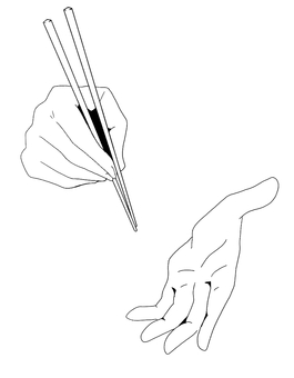 箸を持つ手 箸,持つ,手,人体,ポーズ,モノクロ,線画のイラスト素材
