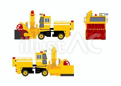 乗り物イラスト~冬の働く車、除雪車