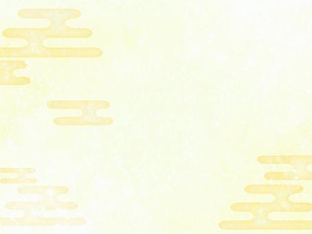 和紙風の金霞背景（オレンジ・あたたかい） 和柄,和紙,背景,金,オレンジ,黄色,霞,雲模様,あたたかい,明るいのイラスト素材