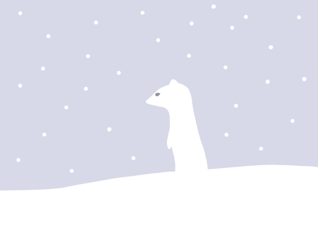 雪山のおこじょ おこじょ,冬,雪のイラスト素材