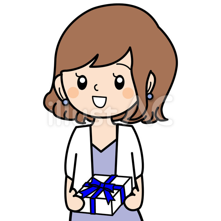 ギフトを贈る女性 女の子,女性,女の人のイラスト素材