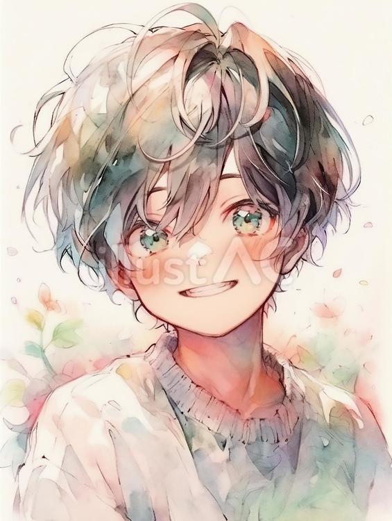 水彩カラフル男子イラスト - No: 24375825｜無料イラスト