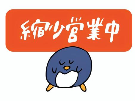 縮小営業中　ペンギン ペンギン,縮小,営業,お知らせ,告知,貼り紙,注意,掲示,見出し,文字のイラスト素材