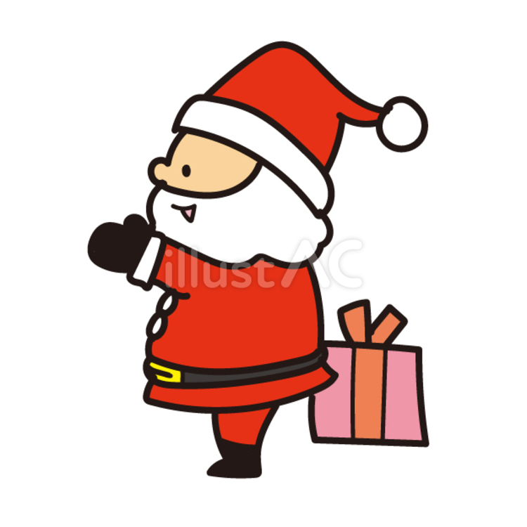 ギフトボックスと横向きのサンタクロース クリスマス,サンタクロース,12月25日のイラスト素材