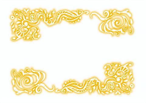 手書き風の黄色の装飾模様 発光,光,手書き,フレーム,版画風,シュール,白,ホワイト,模様,装飾のイラスト素材