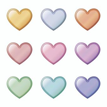 カラフルなハート形メダルセット ハート,メダル,金属,ツヤ,輝き,受賞,入賞,金,銀,銅のイラスト素材