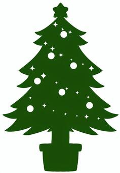 緑のクリスマスツリーのシルエット クリスマス,クリスマスツリー,オーナメント,シルエット,モミの木,緑,針葉樹,飾り,装飾,クリスマスパーティーのイラスト素材