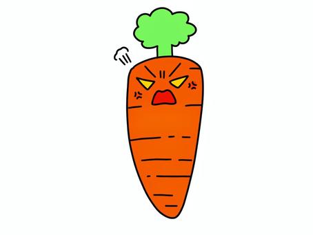 怒るニンジンのキャラクターのイラスト ニンジン,キャラクター,怒る,怒り,キレる,野菜,根菜,食べ物,可愛い,ポップのイラスト素材
