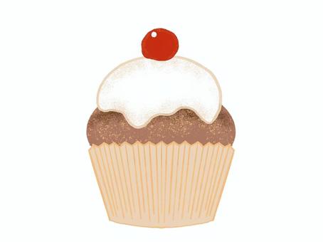 カップケーキ1 カップケーキ,クリーム,チェリー,お菓子,洋菓子,食べ物,ケーキ,手書き,かわいい,cupcakeのイラスト素材