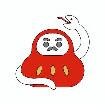 だるまと白蛇のイラスト だるまと白蛇のイラスト 蛇,干支,巳年のイラスト素材