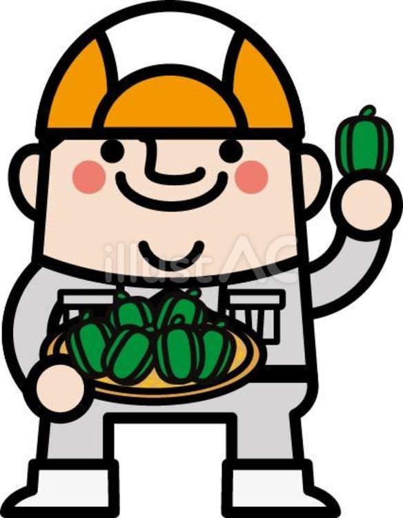 おじさん妖精　ピーマン農家 ピーマン農家,農家,ピーマンのイラスト素材